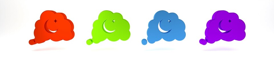 Colorful Dreams icon isolated on white background. Sleep, rest, dream concept. Resting time and comfortable relaxation. Minimalism concept. 3D render illustration