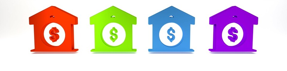 Colorful Warehouse price icon isolated on white background. Minimalism concept. 3D render illustration