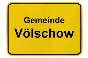 Illustration eines Ortsschildes der Gemeinde Völschow in Mecklenburg-Vorpommern