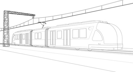 Naklejka premium modern city tram 3D illustration