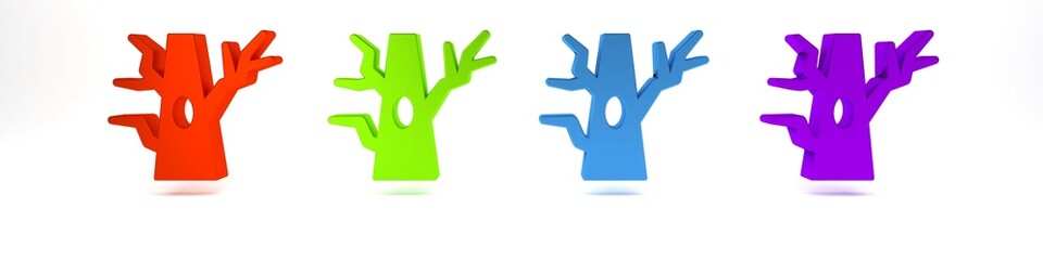 Colorful Bare tree icon isolated on white background. Minimalism concept. 3D render illustration