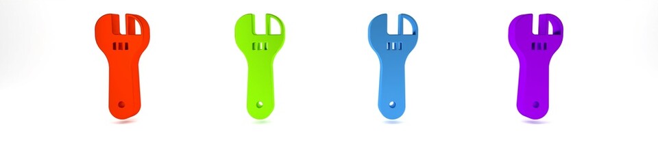Colorful Adjustable wrench icon isolated on white background. Minimalism concept. 3D render illustration
