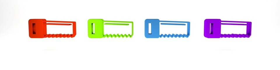 Colorful Hand saw icon isolated on white background. Minimalism concept. 3D render illustration