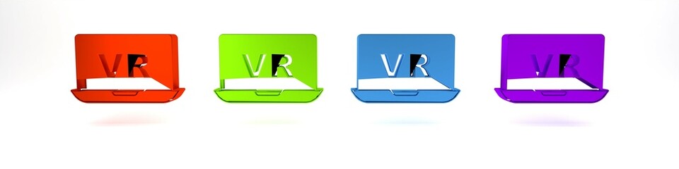 Colorful Virtual reality icon isolated on white background. Futuristic VR head-up display design. Minimalism concept. 3D render illustration