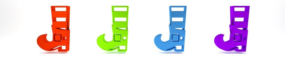 Colorful Leprechaun boot icon isolated on white background. Happy Saint Patricks day. National Irish holiday. Minimalism concept. 3D render illustration