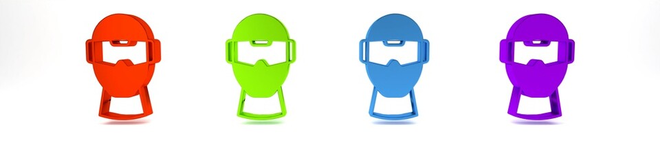 Colorful Virtual reality glasses icon isolated on white background. Stereoscopic 3d vr mask. Optical head mounted display. Minimalism concept. 3D render illustration