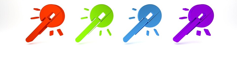 Colorful Magic wand icon isolated on white background. Star shape magic accessory. Magical power. Happy Halloween party. Minimalism concept. 3D render illustration