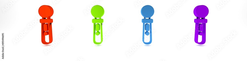 Wall mural Colorful VR controller game icon isolated on white background. Virtual reality experience, sensation of presence, position-tracking technology device. Minimalism concept. 3D render illustration