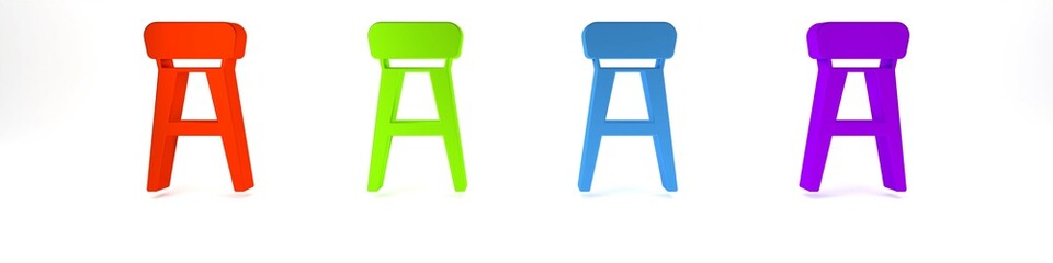 Colorful Chair icon isolated on white background. Minimalism concept. 3D render illustration