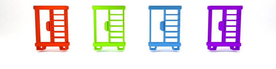 Colorful Wardrobe icon isolated on white background. Cupboard sign. Minimalism concept. 3D render illustration