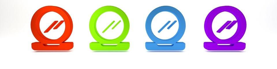 Colorful Makeup powder with mirror icon isolated on white background. Minimalism concept. 3D render illustration