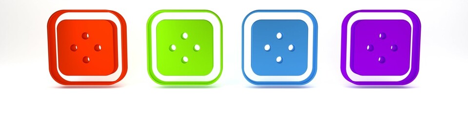 Colorful Sewing button for clothes icon isolated on white background. Clothing button. Minimalism concept. 3D render illustration