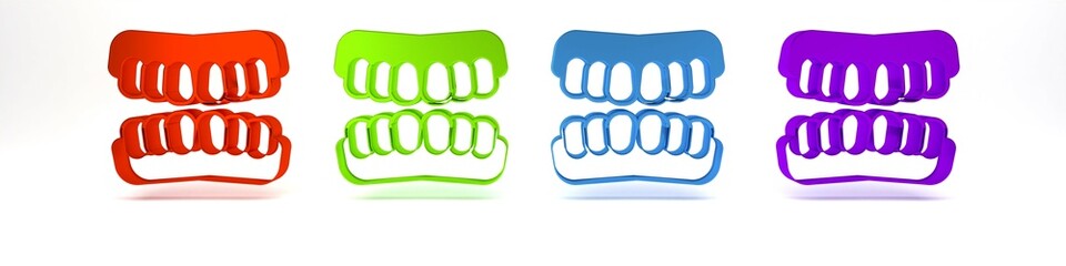 Colorful Dentures model icon isolated on white background. Teeth of the upper jaw. Dental concept. Minimalism concept. 3D render illustration © Iryna