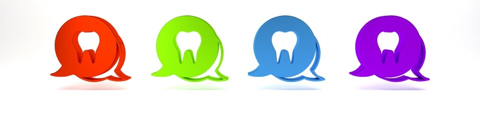 Colorful Tooth icon isolated on white background. Tooth symbol for dentistry clinic or dentist medical center and toothpaste package. Minimalism concept. 3D render illustration