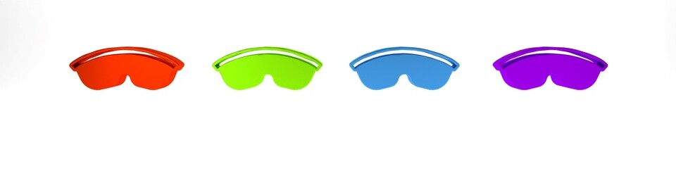 Colorful Safety goggle glasses icon isolated on white background. Minimalism concept. 3D render illustration