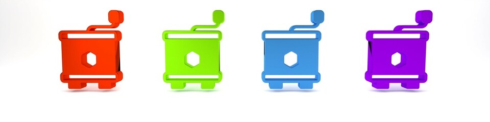 Colorful Honey extractor icon isolated on white background. Mechanical device for honey extraction from honeycombs. Minimalism concept. 3D render illustration