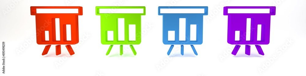 Aufkleber colorful board with graph chart icon isolated on white background. report text file icon. accounting