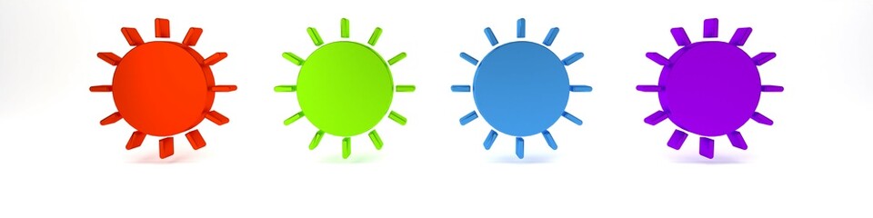 Colorful Sun icon isolated on white background. Minimalism concept. 3D render illustration