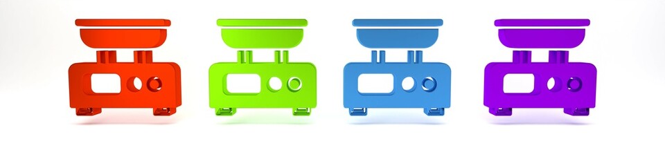 Colorful Electronic scales icon isolated on white background. Weight measure equipment. Minimalism concept. 3D render illustration