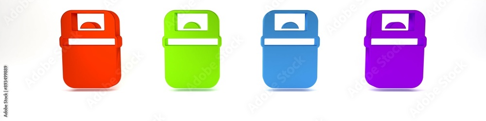 Canvas Prints Colorful Trash can icon isolated on white background. Garbage bin sign. Recycle basket icon. Office trash icon. Minimalism concept. 3D render illustration