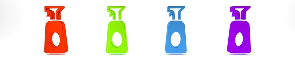 Fototapeta premium Colorful Cleaning spray bottle with detergent liquid icon isolated on white background. Minimalism concept. 3D render illustration