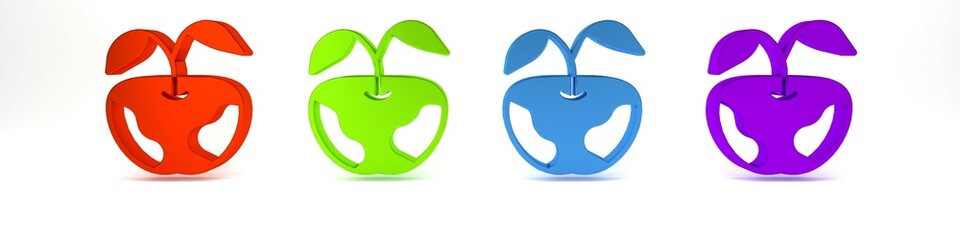 Colorful Apple icon isolated on white background. Excess weight. Healthy diet menu. Fitness diet apple. Minimalism concept. 3D render illustration