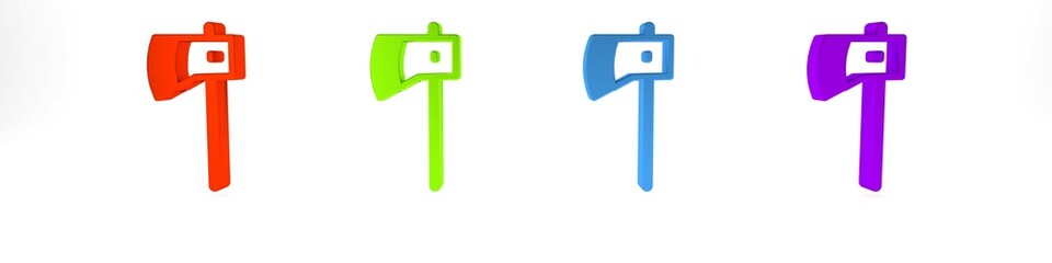 Colorful Wooden axe icon isolated on white background. Lumberjack axe. Minimalism concept. 3D render illustration