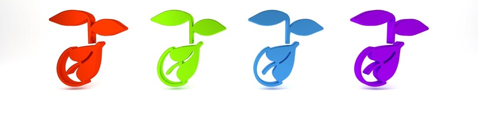 Colorful Sprout icon isolated on white background. Seed and seedling. Leaves sign. Leaf nature. Minimalism concept. 3D render illustration