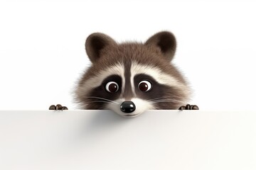 Obraz premium Raccoon peeking animal cartoon mammal.