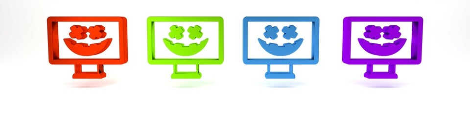 Colorful Happy Halloween holiday icon isolated on white background. Minimalism concept. 3D render illustration