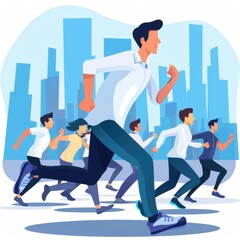 Obraz premium Businessman organizing a charity marathon, active and communityfocused, corporate social responsibility