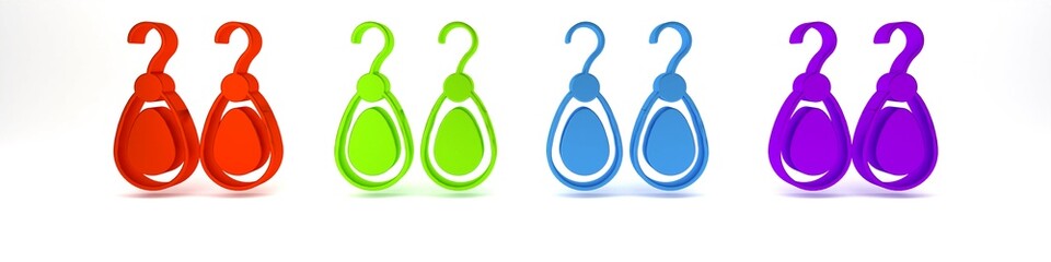 Colorful Earrings icon isolated on white background. Jewelry accessories. Minimalism concept. 3D render illustration
