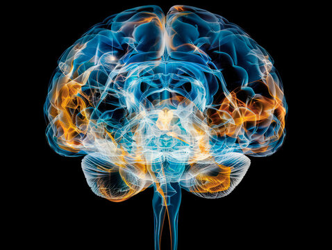 Brain front view 2d illustration