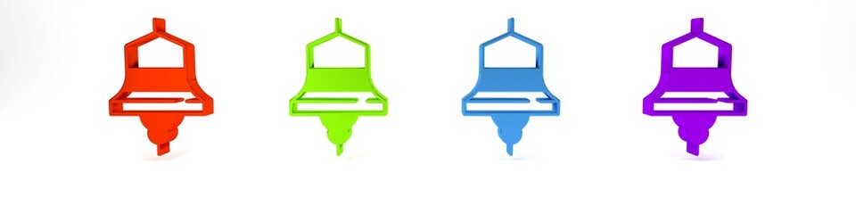 Colorful Ship bell icon isolated on white background. Minimalism concept. 3D render illustration