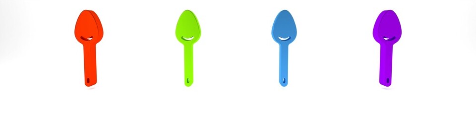 Colorful Spoon icon isolated on white background. Cooking utensil. Cutlery sign. Minimalism concept. 3D render illustration