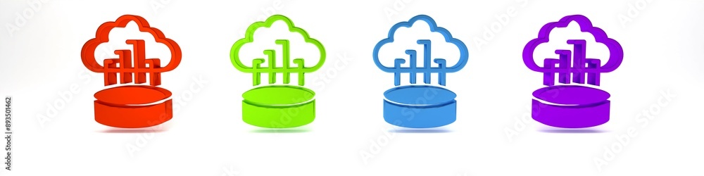 Poster colorful network cloud connection icon isolated on white background. social technology. cloud comput