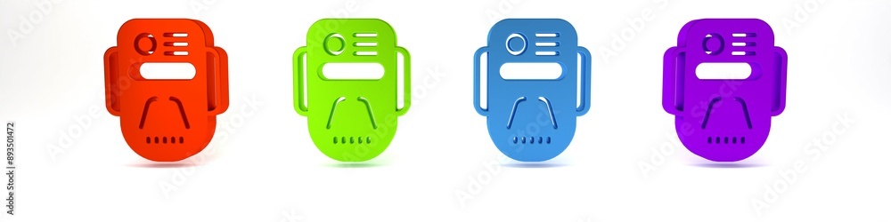 Poster colorful artificial intelligence robot icon isolated on white background. machine learning, cloud co