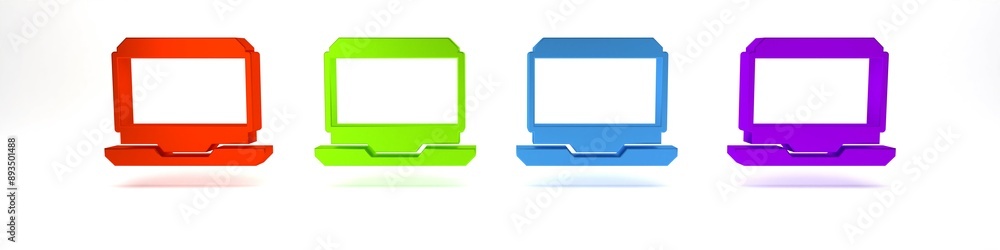 Poster colorful laptop icon isolated on white background. computer notebook with empty screen sign. minimal