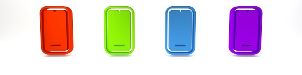 Colorful Smartphone, mobile phone icon isolated on white background. Minimalism concept. 3D render illustration