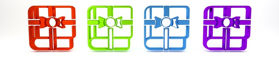 Colorful Book as a gift icon isolated on white background. Minimalism concept. 3D render illustration