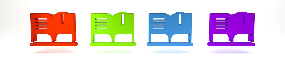 Colorful Open book icon isolated on white background. Minimalism concept. 3D render illustration
