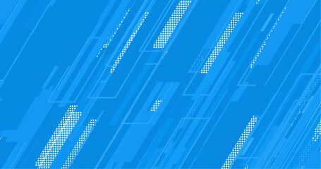 a blue background with white lines and dots