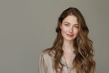 Fototapeta premium Beautiful Woman Smiling with Wavy Hair