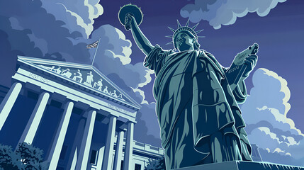 Fototapeta premium Cryptocurrency Regulation cartoon, Generative ai