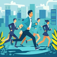 Obraz premium Businessman organizing a charity marathon, active and communityfocused, corporate social responsibility