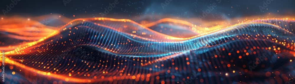 Poster futuristic fusion: data science integration in investment projects - modern digital art with glowing