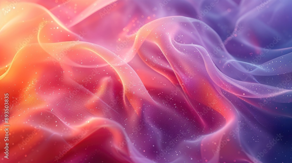 Poster abstract colorful gradient background with flowing, translucent waves and shimmering lights in shade