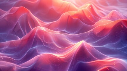 Obraz premium Abstract digital art with vibrant pink and purple waves, creating a mesmerizing and surreal visual experience.