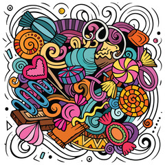Sweet Candies cartoon vector doodle illustration