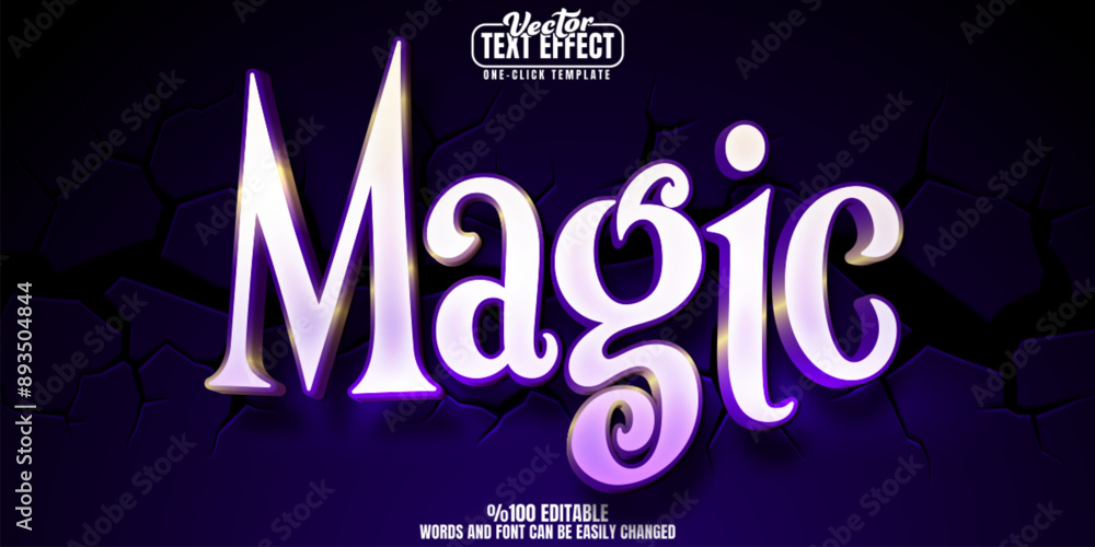 Fototapete magic editable text effect, customizable fantasy and spell 3d font style